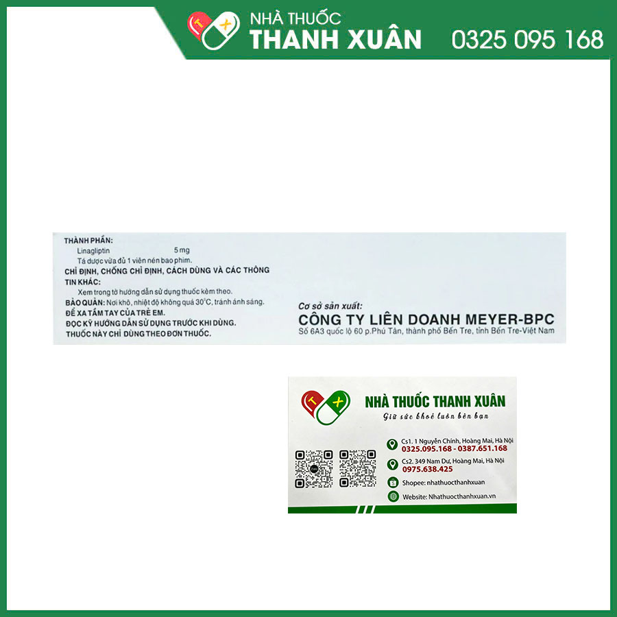 Linliptin 5mg thuốc điều trị ở người lớn bị đái tháo đường type 2